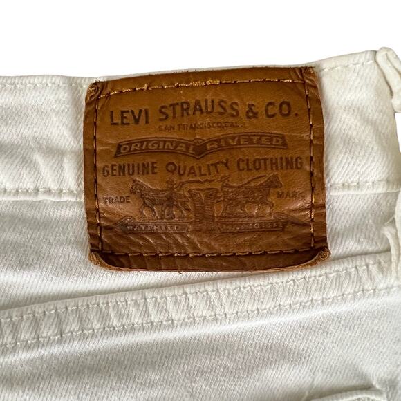 Levi’s Wedgie Straight Jeans 27 White | Y2K High Rise Raw Hem Ankle Denim Pants - Picture 7 of 15